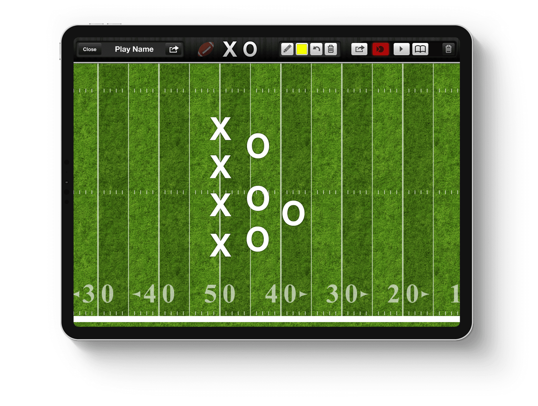 Football play on huddleboard animated play book