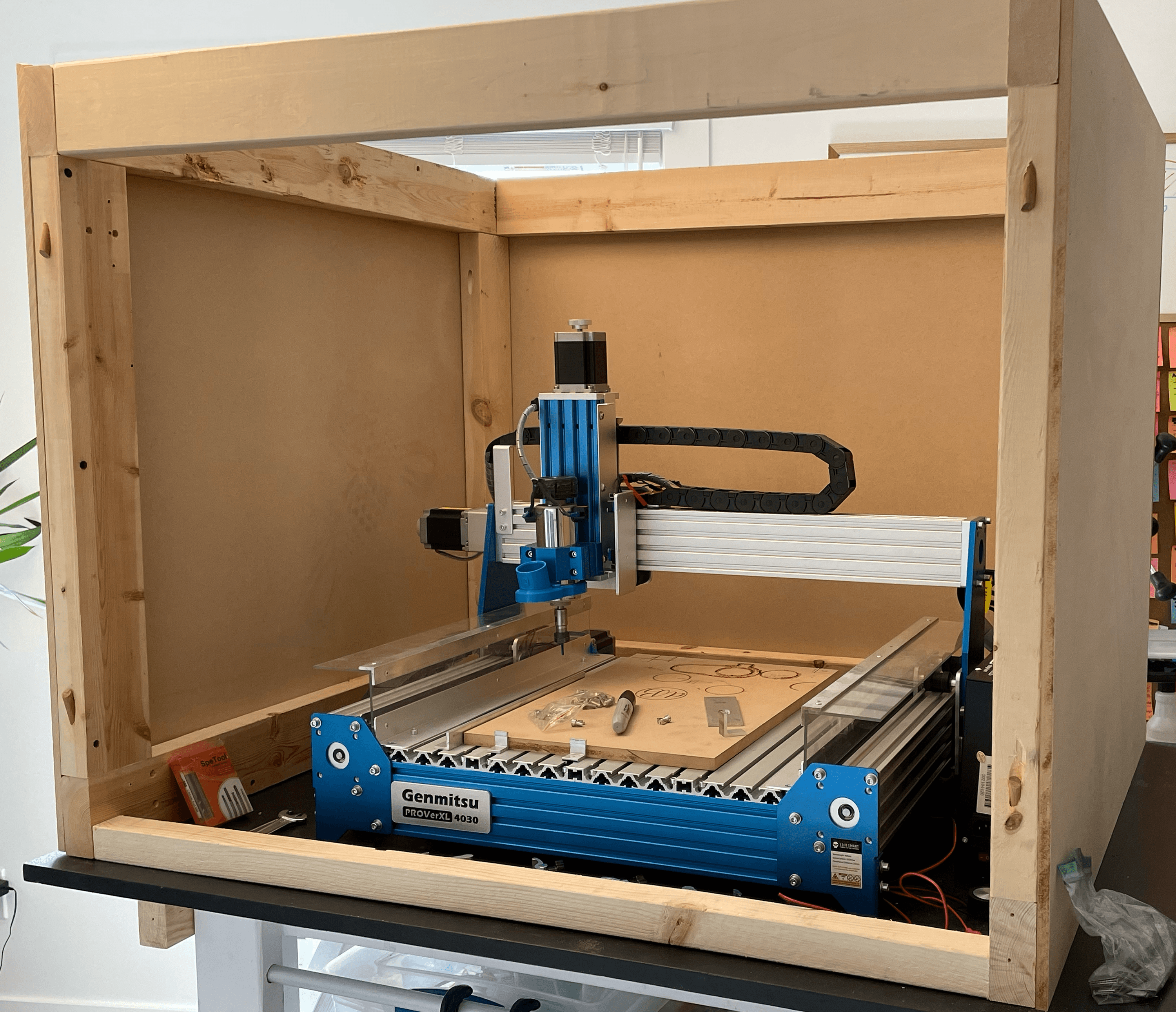 Wood enclosure for CNC machine